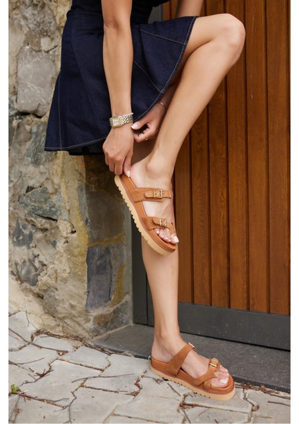 Neretto Kadın Taba Gercek Deri Suet Eva Taban Terlık