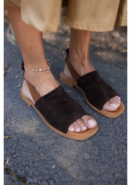 Raggio Kadin Kahve Suet Lastık Detay Terlik modelleri