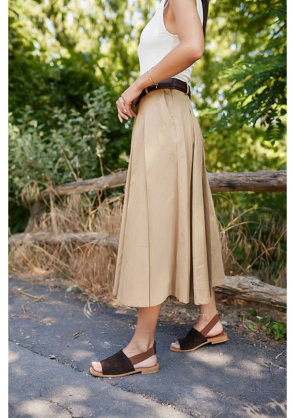 Raggio Kadin Kahve Suet Lastık Detay Terlik