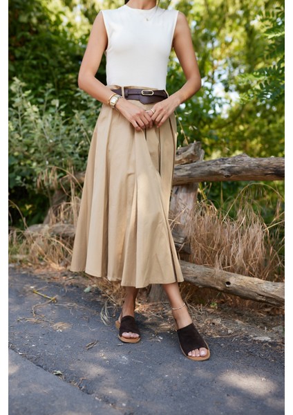 Raggio Kadin Kahve Suet Lastık Detay Terlik