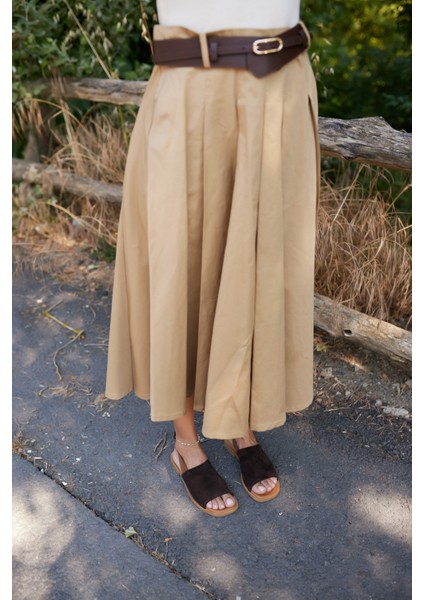 Raggio Kadin Kahve Suet Lastık Detay Terlik