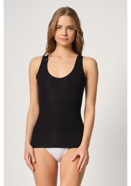 Siyah Mı Emay 2938 Sırtı Tül Karyokalı Destekli Atlet Korse