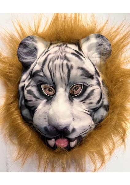 Mdb Kahverengi Saçlı Dişli Kaplan Maskesi Mega Peluş 25 No