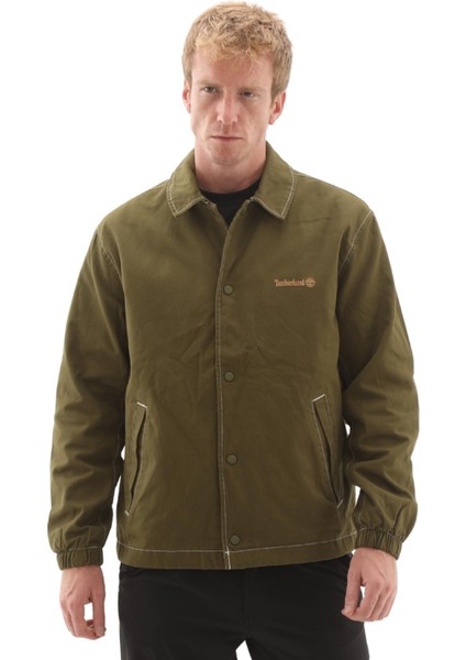 TB0A5N463021 Timberland Washed Duck Canvas Insulated Coach Jacke Erkek Yeşil