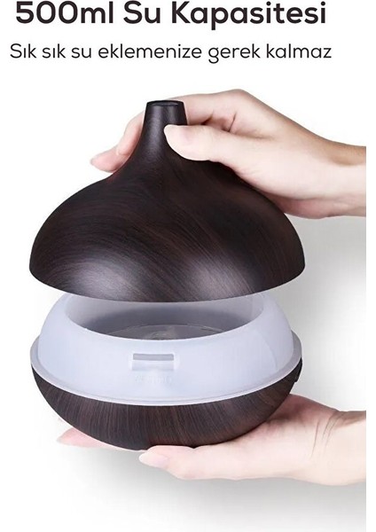 Aroma Difüzör Gece Işığı Beyaz Parke Desen 7 LED Nemlendirici Kumandalı 550 ml Buhar Makinesi indirimleri