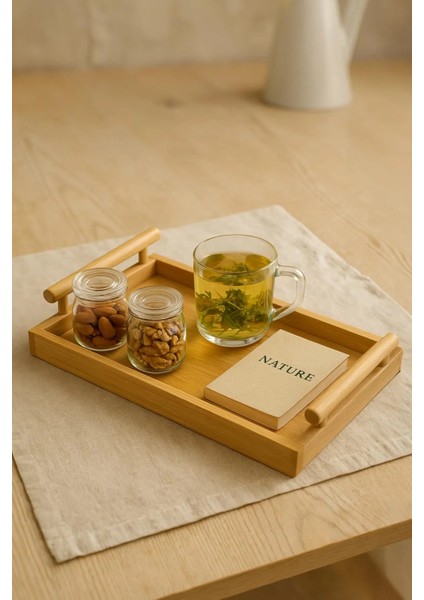 Küçük Bambu Dikdörtgen Servis Tepsisi 23,5×35 cm modelleri