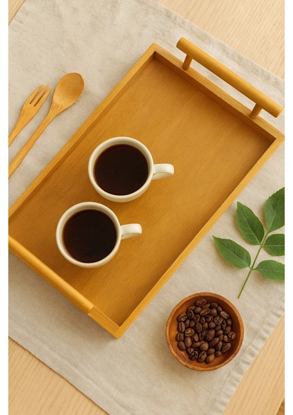 Küçük Bambu Dikdörtgen Servis Tepsisi 23,5×35 cm