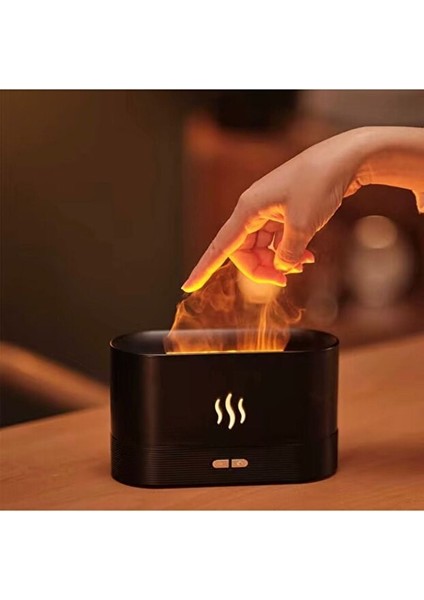 Alev Efektli Ultrasonik Hava Nemlendirici – Sessiz, Otomatik Kapanma, LED Işıklı Aroma Difüzör