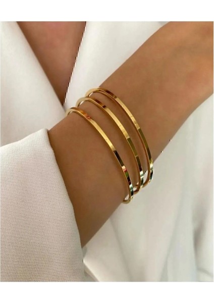 Çelik Altın Renk 3’lü Ajda Bilezikler