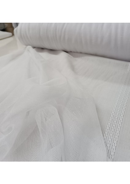 Şerit Desenli Panama Keteni - Optik Beyaz - Pileli Dikim 1x2,5 Pile - EFES500