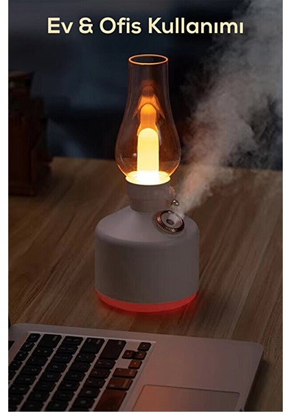 Vintage Alev Efektli Gece Lambalı Hava Nemlendirici – Ayarlanabilir Işık ve Buhar Gücü fırsatları
