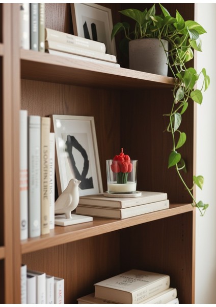 koyu kırmızı dekoratif lale mum buketi Hediyelik fırsatları