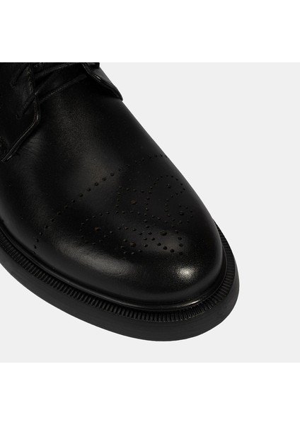 Erkek Siyah Bağcıklı Deri Bot