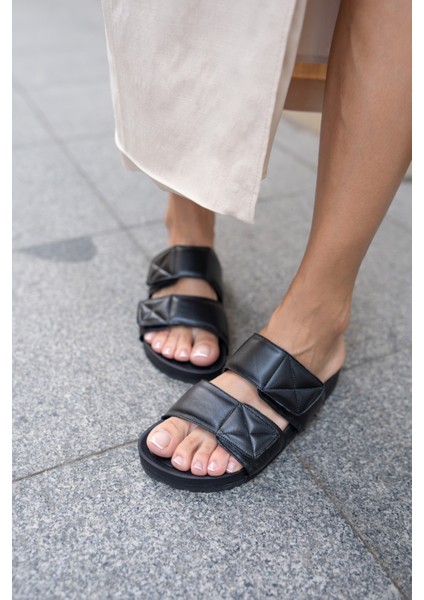 Viana Kadin Siyah Gercek Deri Terlik modelleri