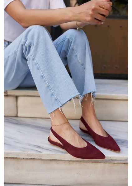 Vera Kadın Taba Gercek Suet Mını Topuklu Slıngback Ayakkabi