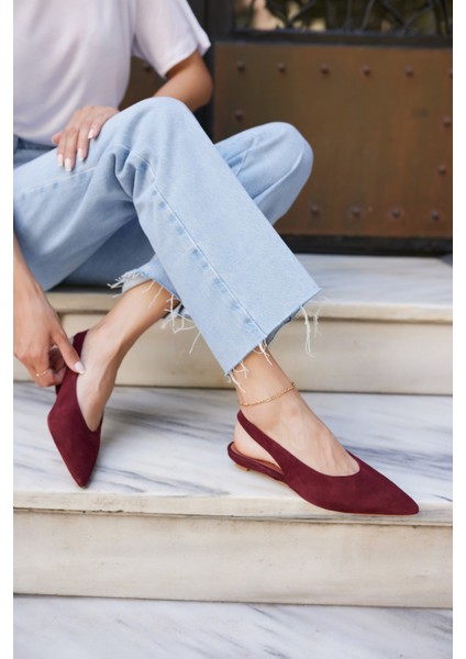 Vera Kadın Taba Gercek Suet Mını Topuklu Slıngback Ayakkabi