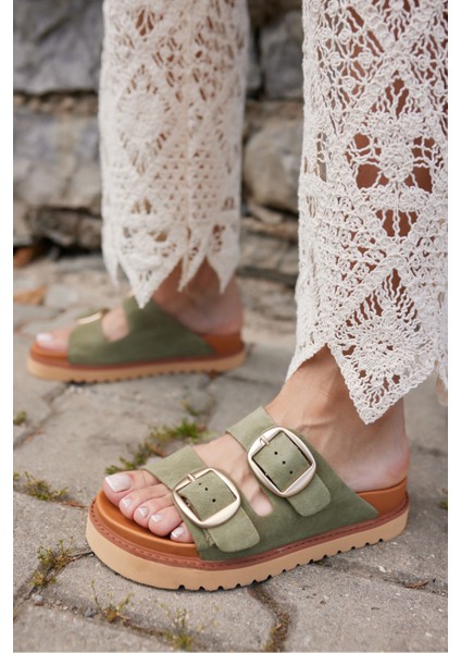 Primo Kadın Mavi Gercek Suet Eva Terlık