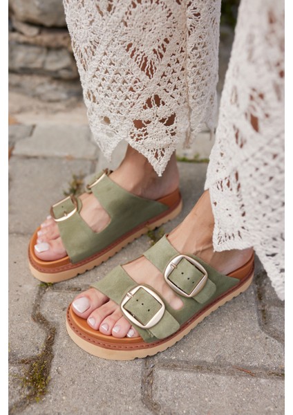 Primo Kadın Mavi Gercek Suet Eva Terlık