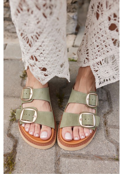 Primo Kadın Mavi Gercek Suet Eva Terlık