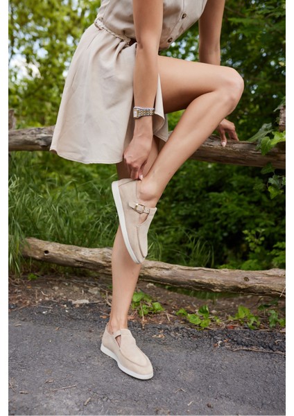 Orbita Kadin Lacivert Gercek Deri Suet Loafer Ayakkabi fırsatları