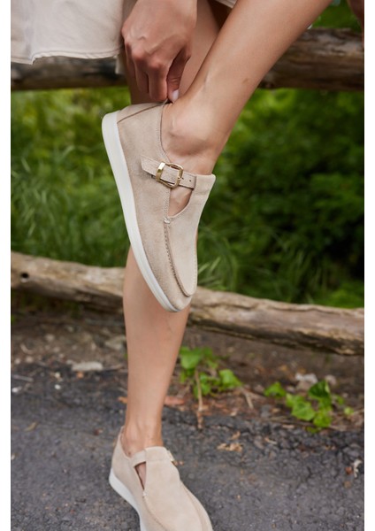 Orbita Kadin Lacivert Gercek Deri Suet Loafer Ayakkabi indirimleri