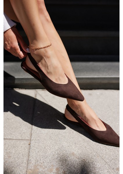 Vera Kadın Taba Gercek Suet Mını Topuklu Slıngback Ayakkabi