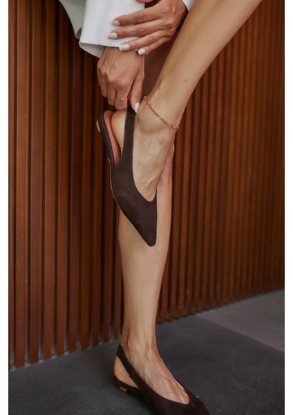 Vera Kadın Taba Gercek Suet Mını Topuklu Slıngback Ayakkabi