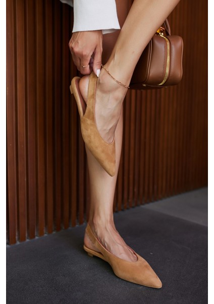 Vera Kadın Taba Gercek Suet Mını Topuklu Slıngback Ayakkabi modelleri