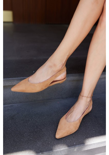 Vera Kadın Taba Gercek Suet Mını Topuklu Slıngback Ayakkabi