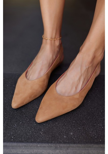 Vera Kadın Taba Gercek Suet Mını Topuklu Slıngback Ayakkabi