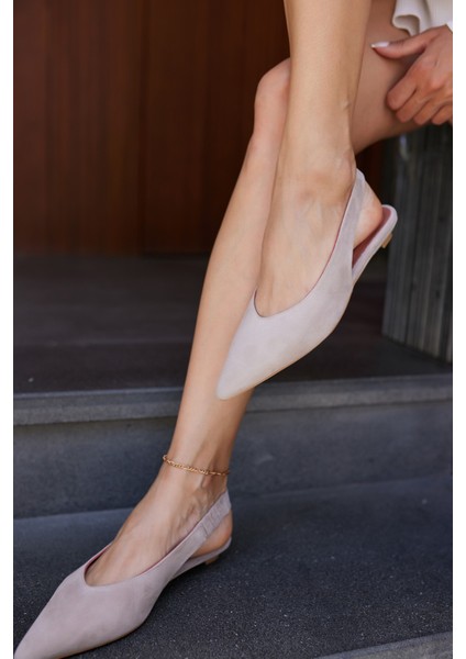 Vera Kadın Taba Gercek Suet Mını Topuklu Slıngback Ayakkabi