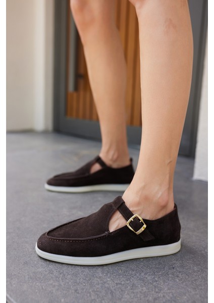 Orbita Kadin Lacivert Gercek Deri Suet Loafer Ayakkabi