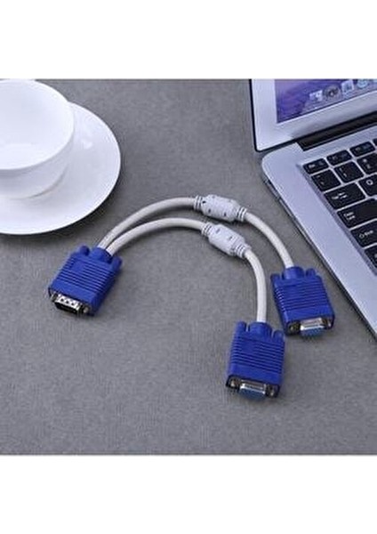 Al-4567 VGA Y Kablo Çoklayıcı Splitter 1 PC 2 Monitör Bağlantısı İçin Uygun