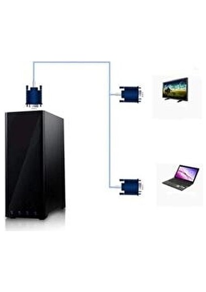 Al-4567 VGA Y Kablo Çoklayıcı Splitter 1 PC 2 Monitör Bağlantısı İçin Uygun