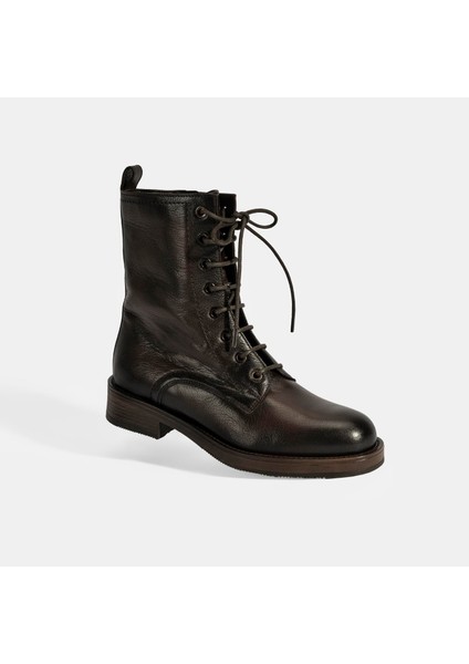 Kadın Kahve Bağcıklı Deri Postal Bot indirimleri