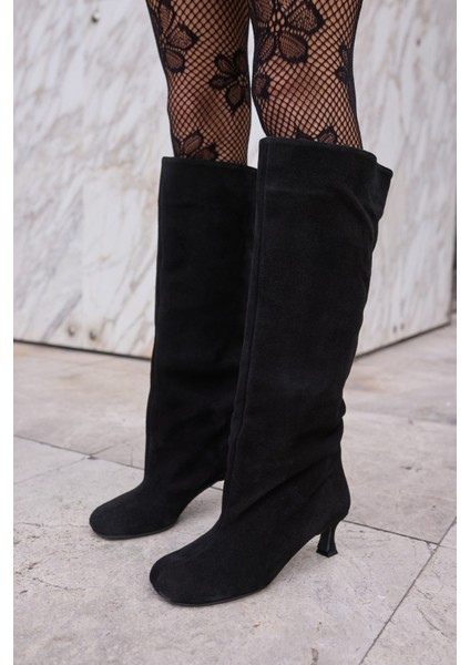 Roksana Kadın Kahve Gercek Deri Suet Çizme