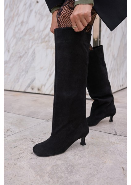 Roksana Kadın Kahve Gercek Deri Suet Çizme modelleri