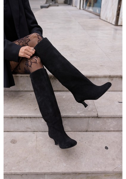 Roksana Kadın Kahve Gercek Deri Suet Çizme indirimleri