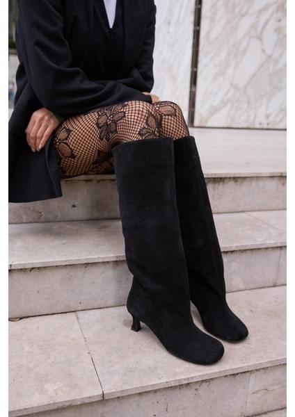 Roksana Kadın Kahve Gercek Deri Suet Çizme