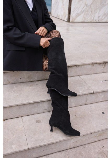 Roksana Kadın Kahve Gercek Deri Suet Çizme