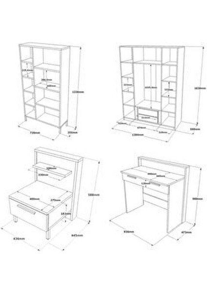 Genç Odası Takımı 5 Parça Beton-Kahve Renk 1. Sınıf Malzeme ile Üretilmiştir