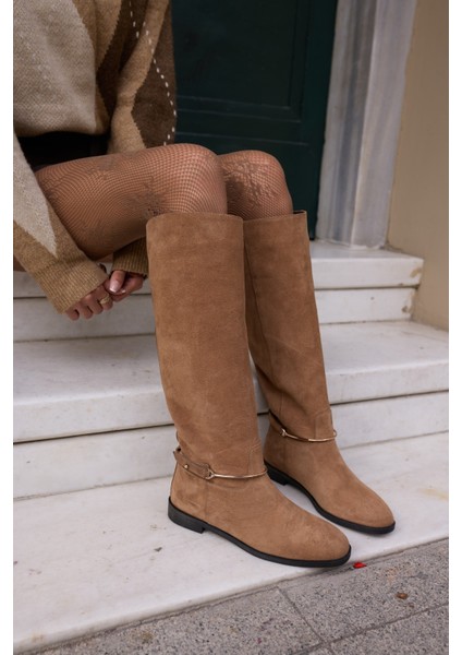 Elvira Kadın Taba Tutun Gercek Suet Toka Detay Çizme fiyatları