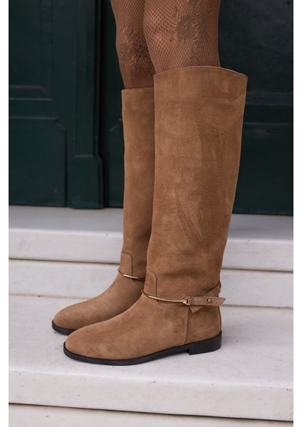 Elvira Kadın Taba Tutun Gercek Suet Toka Detay Çizme indirimleri