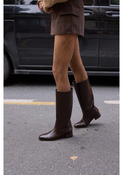 Belins Kadın Kahve Cilt Binici Çizme