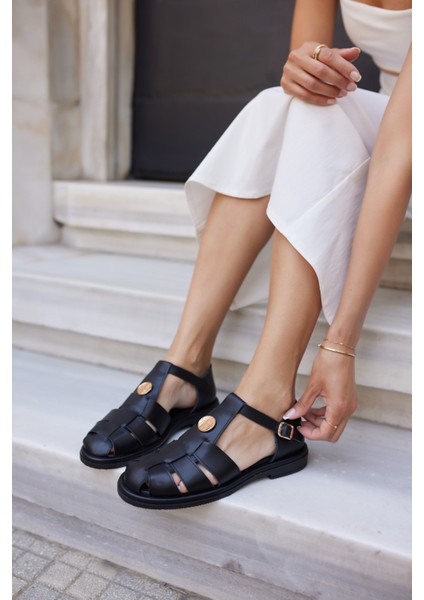 Acerbi Kadin Tutun Taba Gercek Deri Suet Oxford Sandalet