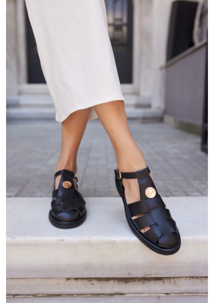 Acerbi Kadin Tutun Taba Gercek Deri Suet Oxford Sandalet