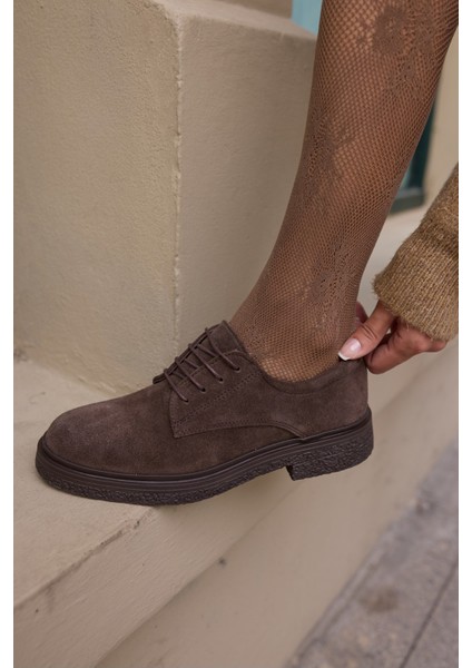 Lech Kadın Kahve Gercek Suet Loafer Bagcıklı Ayakkabi