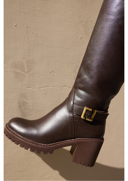 Teodor Kadin Kahverengi̇ Toka Detay Gercek Deri̇ Çi̇zme indirimleri