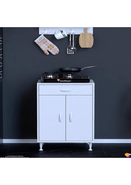 Asel (M) Set Ocak Altı Dolap Tek Çekmece 2 Kapaklı ve 1 Gözlü Tüp Bölmeli Beyaz Dolap 65X88X48 cm modelleri