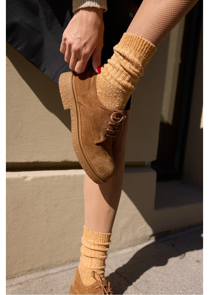 Lech Kadın Kahve Gercek Suet Loafer Bagcıklı Ayakkabi modelleri